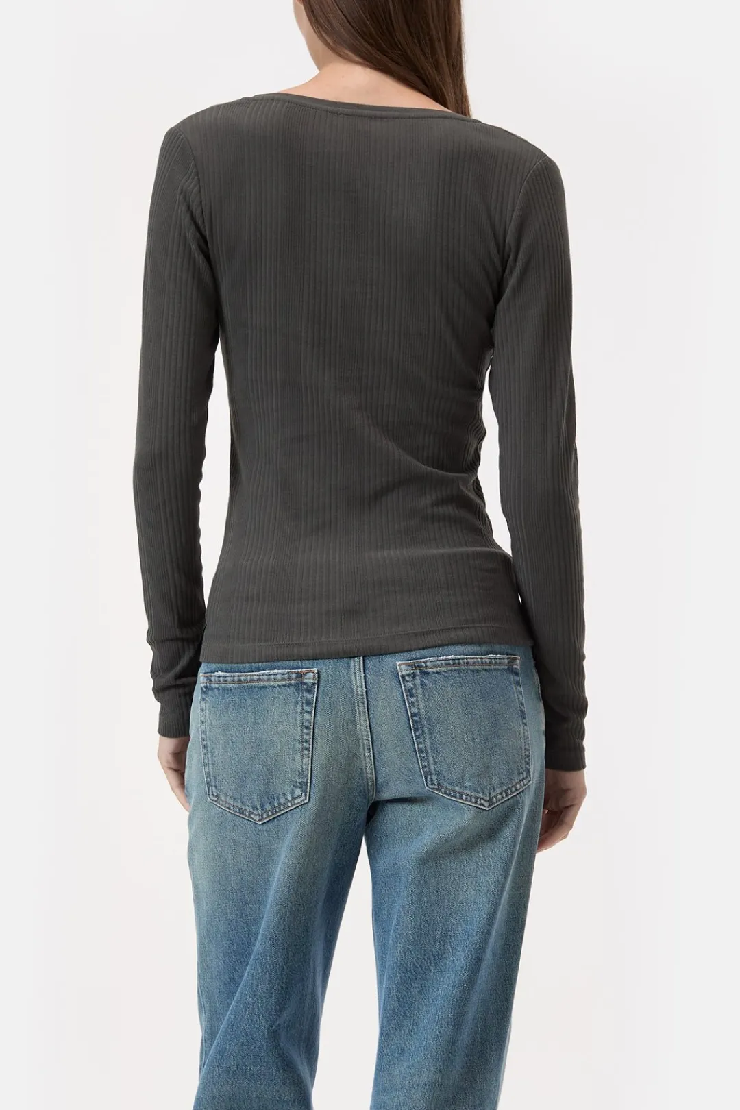 Closed Long-sleeved shirt with V-neck Irish coffee