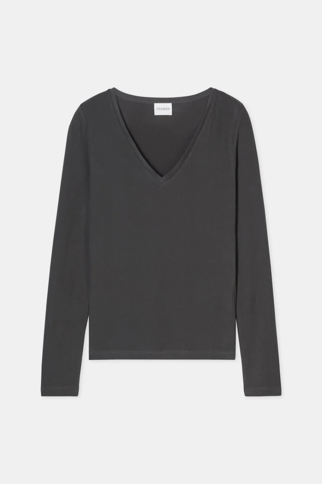 Closed Long-sleeved shirt with V-neck Irish coffee