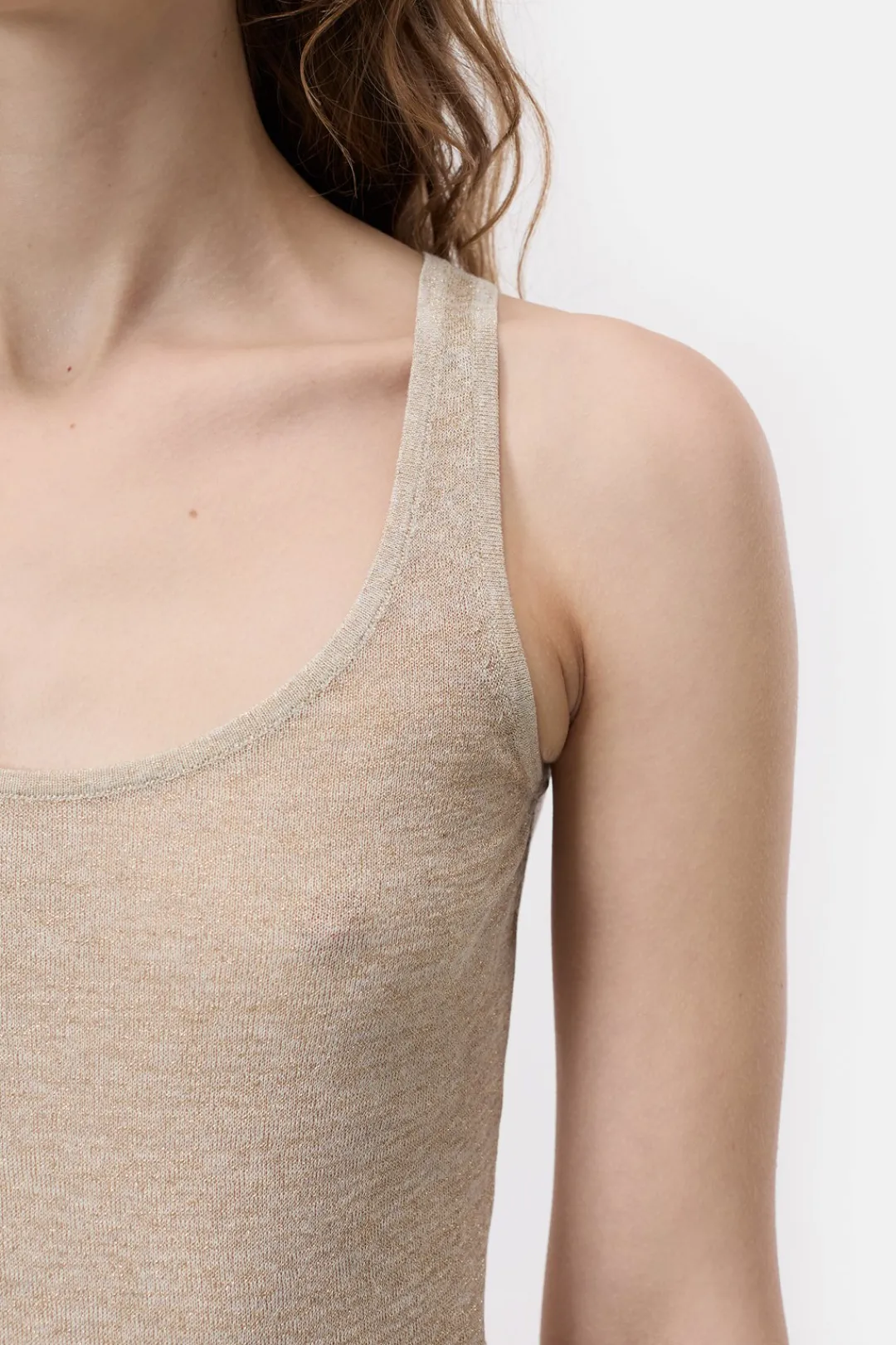 Closed Lurex knitted top Pearl beige Clearance