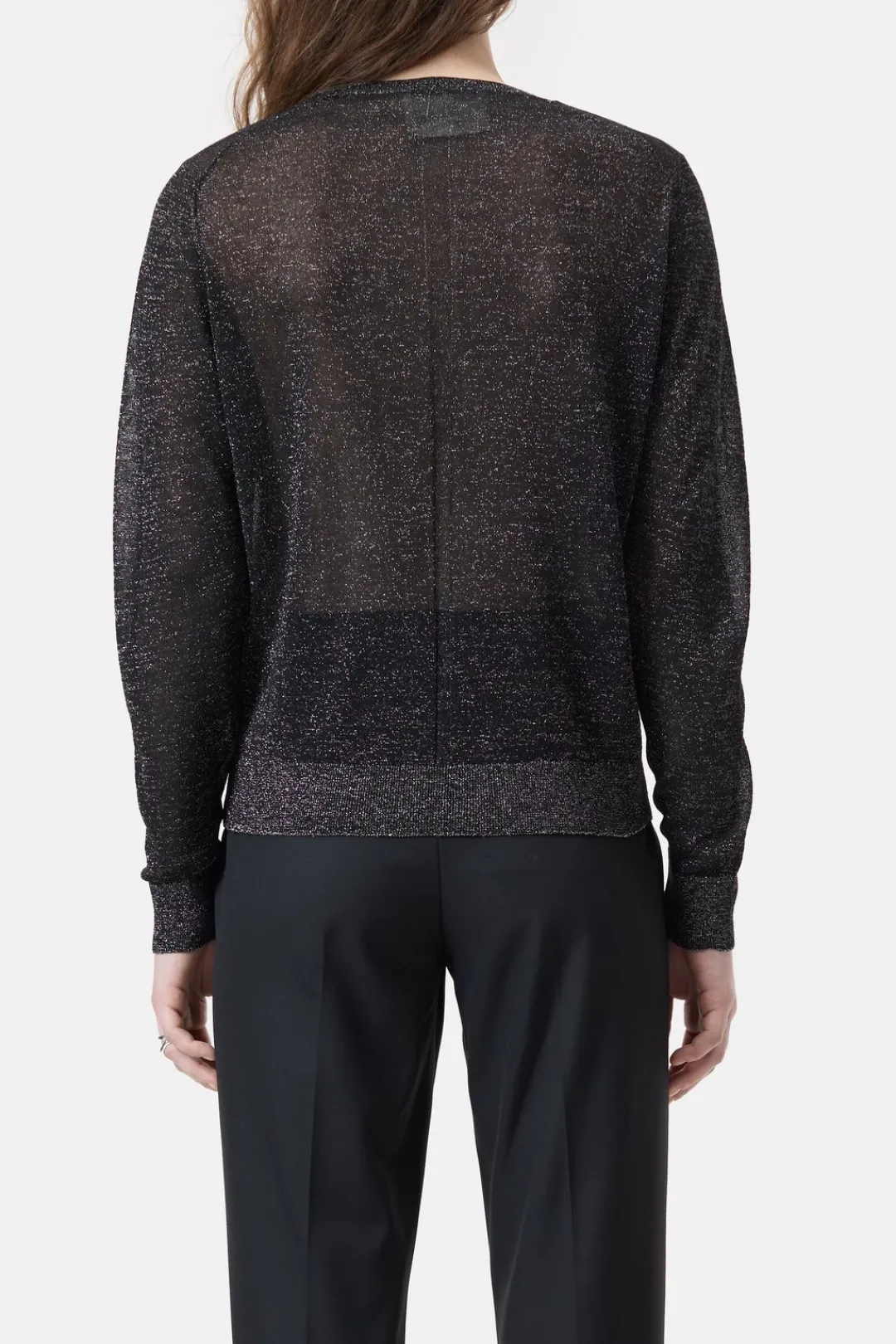 Closed Lurex round neck jumper Black Sale