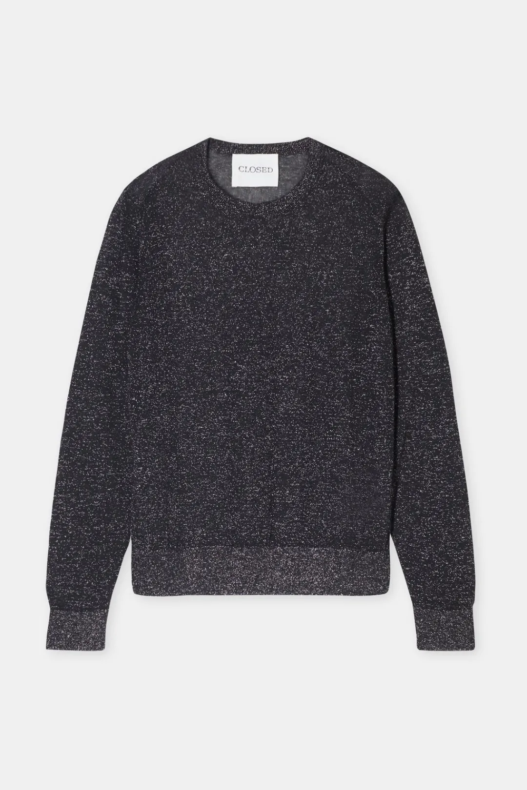 Closed Lurex round neck jumper Black Sale