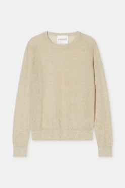 Closed Lurex round neck jumper Pearl beige Discount