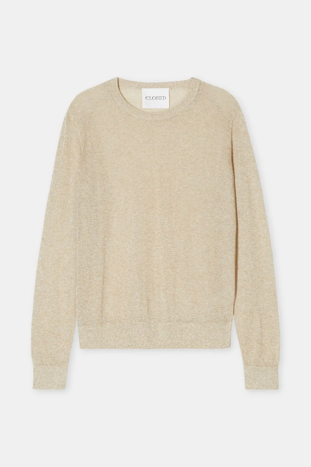 Closed Lurex round neck jumper Pearl beige Discount