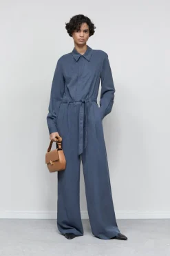 Closed Lyocell-linen jumpsuit Smokey blue Sale