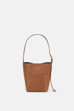 Closed Medium Leather Bag Arabica espresso Discount