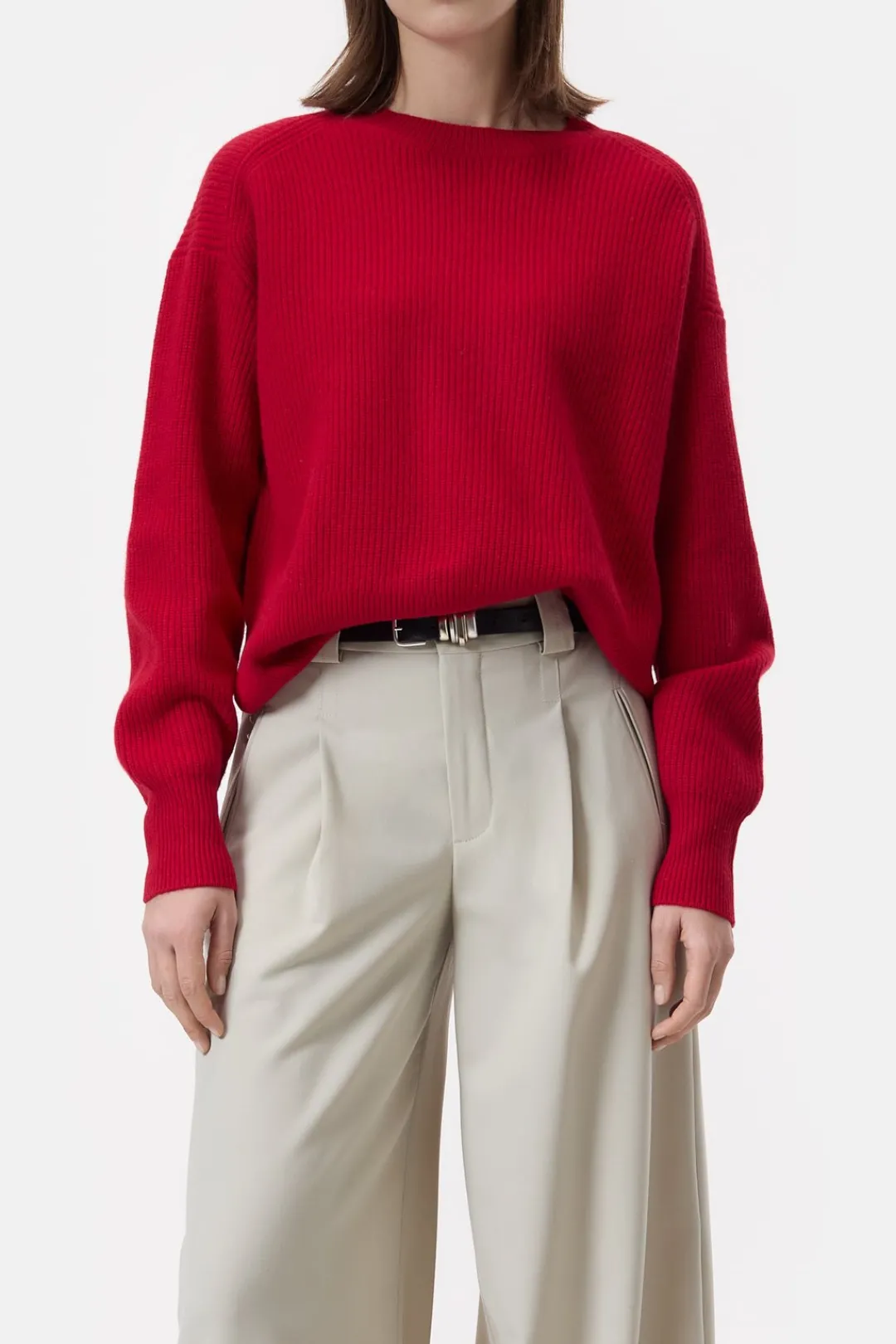 Closed Merino wool jumper Chili pepper red Clearance