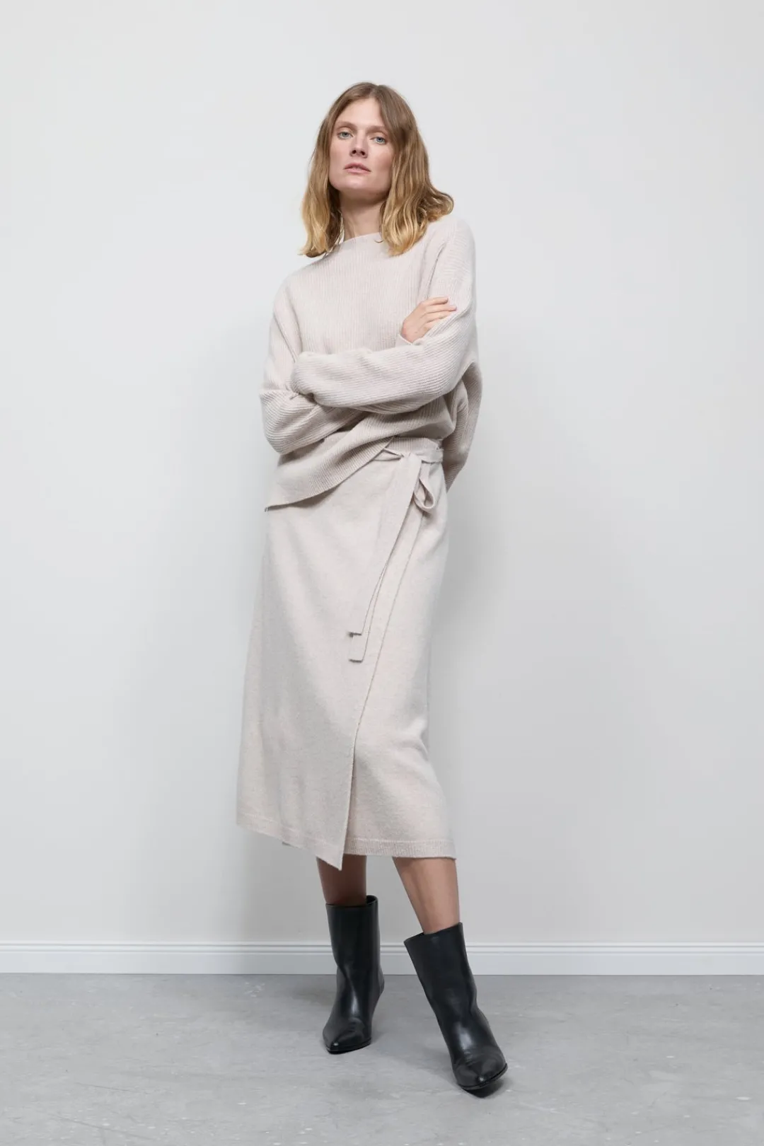 Closed Merino wool wrap skirt Pearl beige Outlet