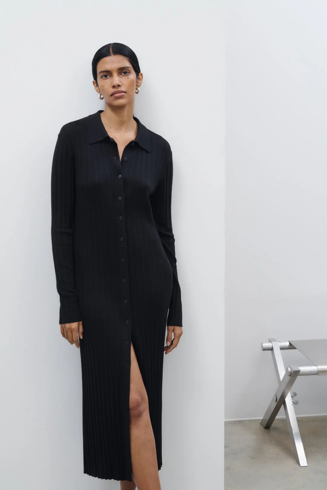 Closed Merino-Silk Blend Knit Dress Black