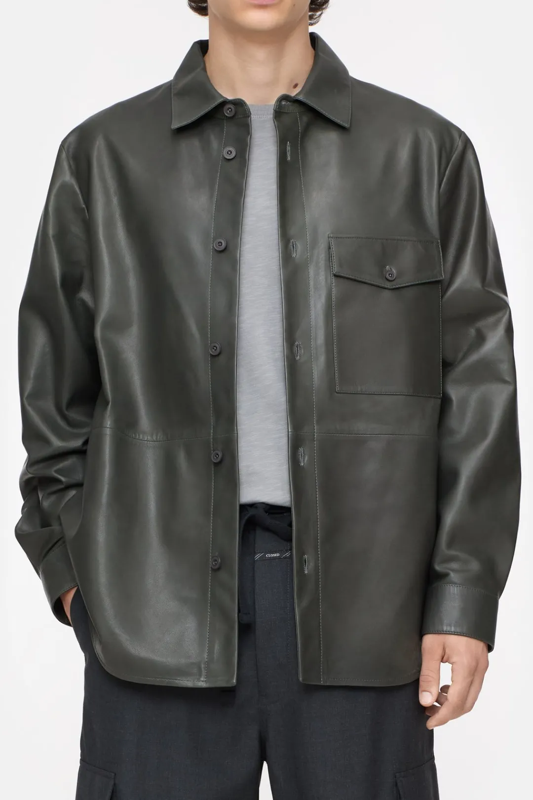 Closed Nappa leather shirt Tapenade grey Online