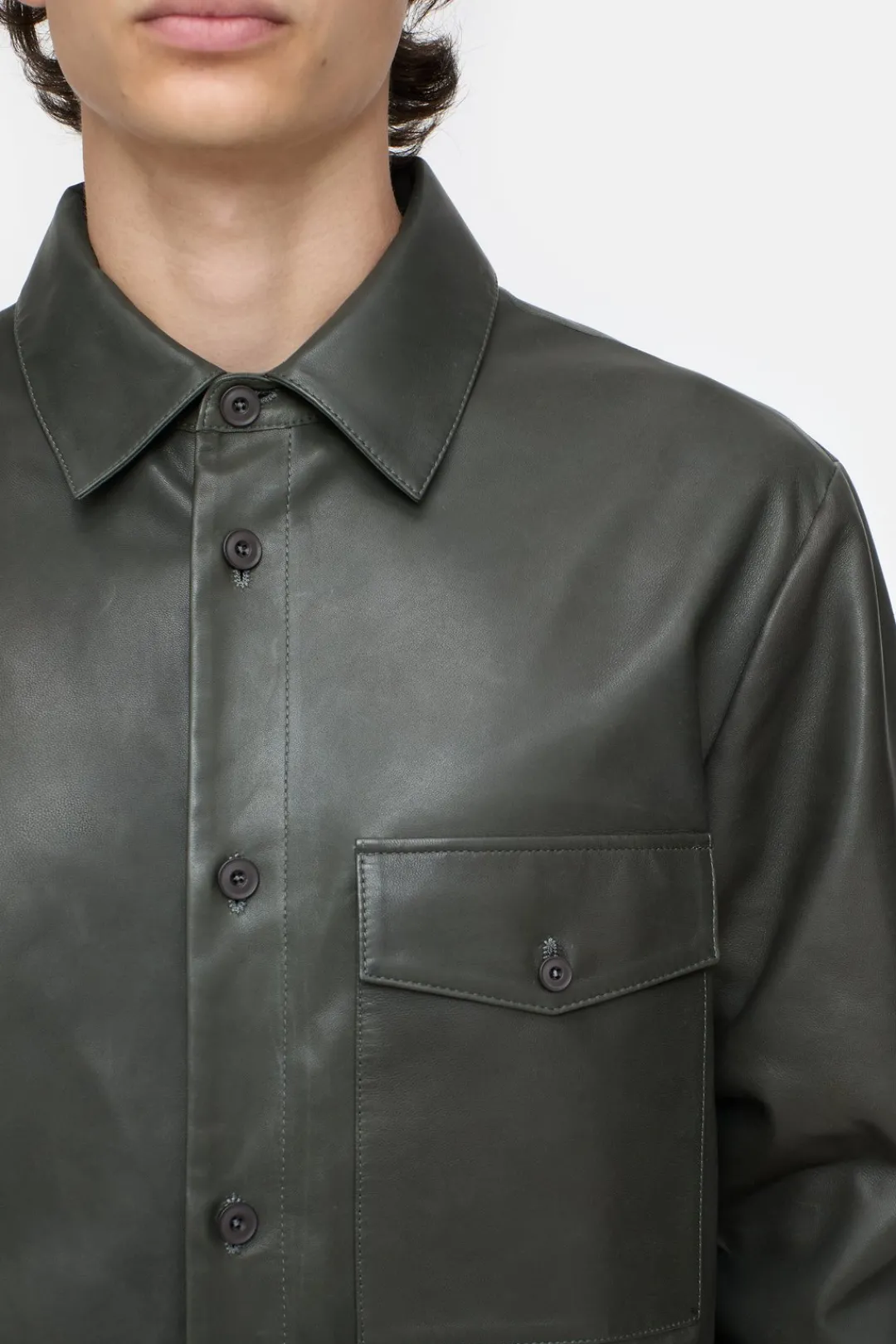 Closed Nappa leather shirt Tapenade grey Online
