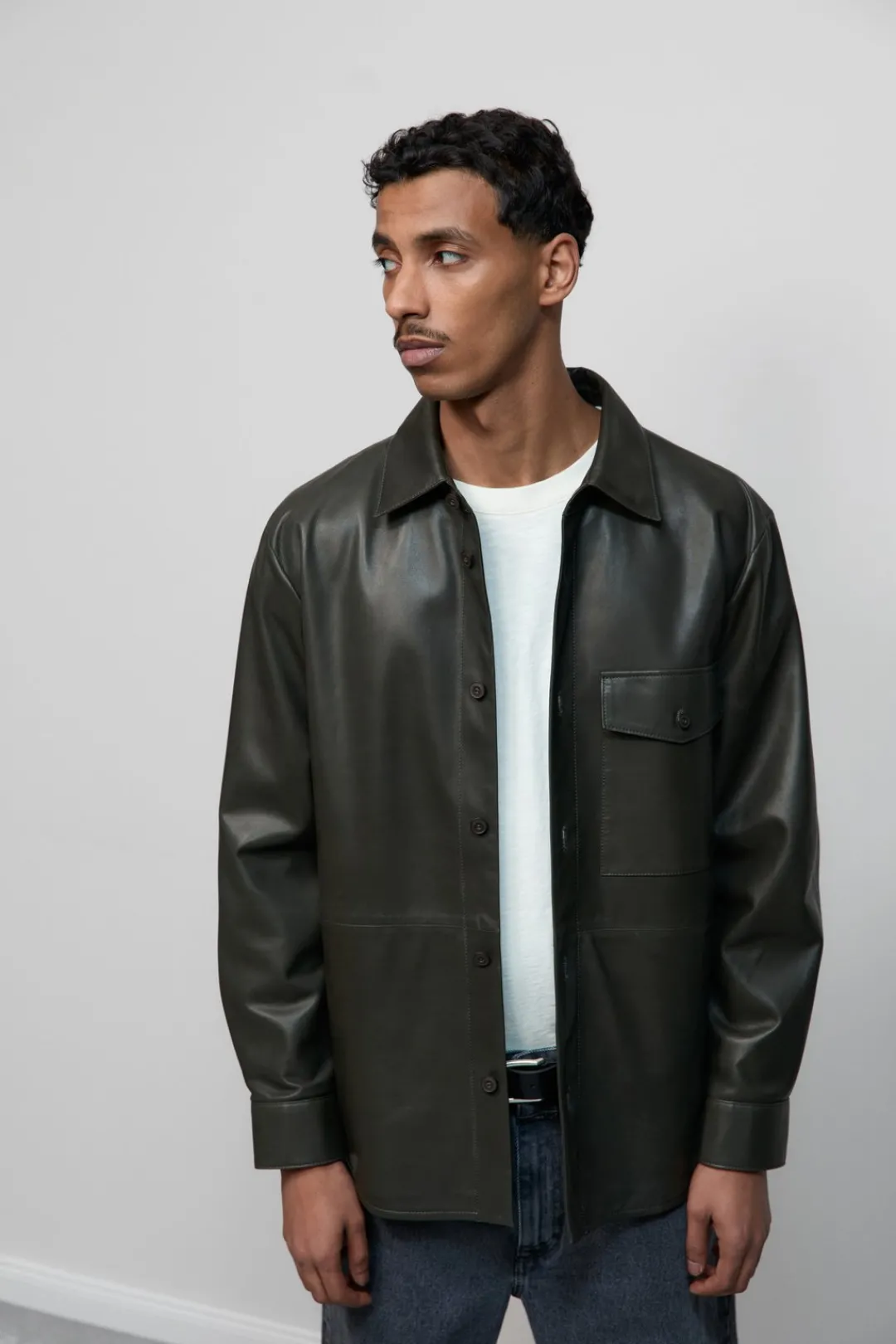 Closed Nappa leather shirt Tapenade grey Online