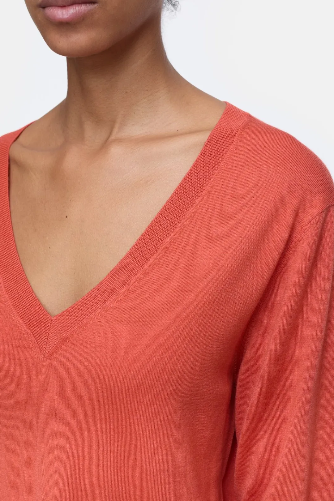Closed Organic wool fine knit jumper Aperol red Sale