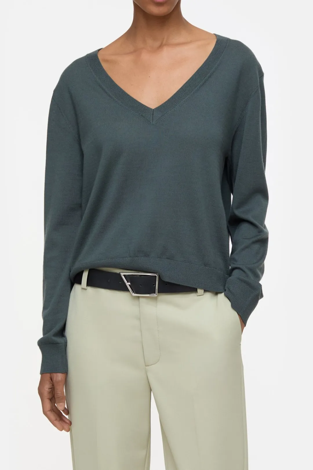 Closed Organic wool fine knit jumper Pini green Sale