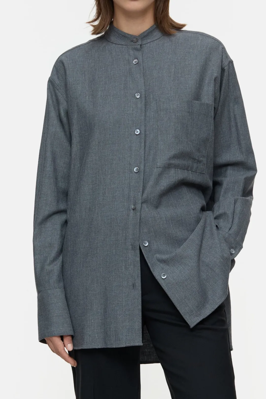Closed Oversized shirt blouse Dark grey melange Online