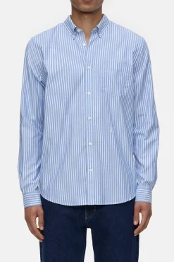 Closed Oxford shirt with stripes Ocean blue Sale