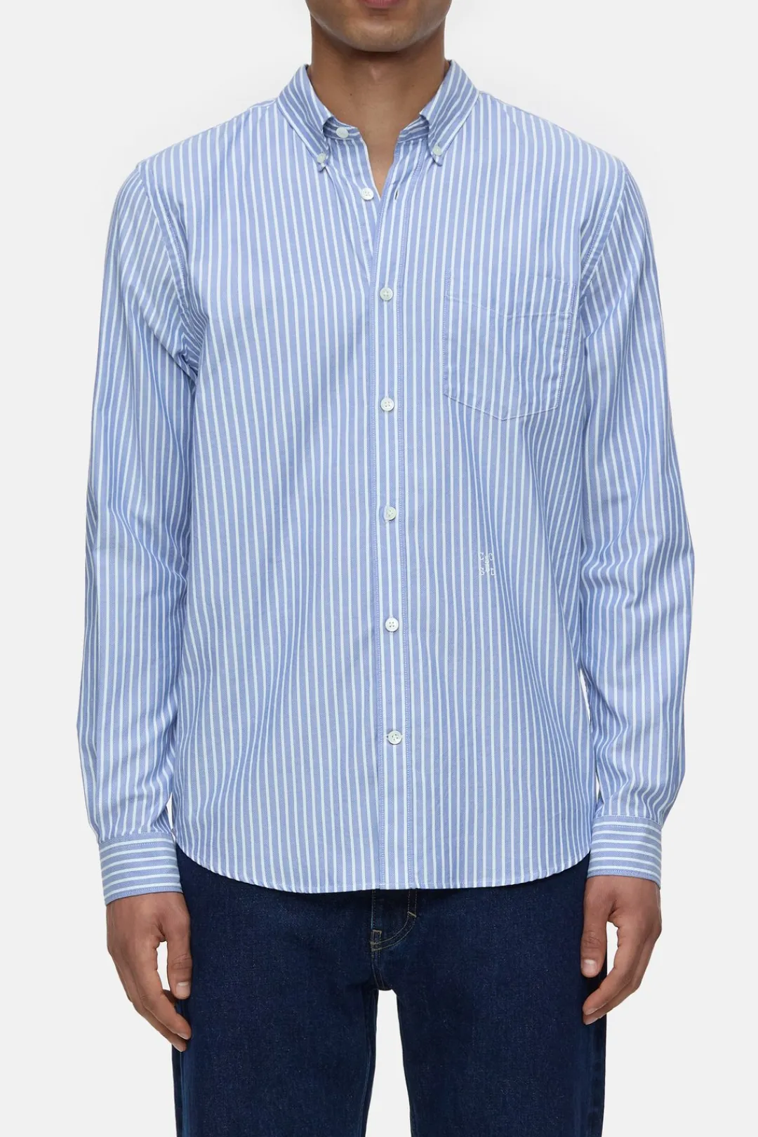 Closed Oxford shirt with stripes Ocean blue Sale
