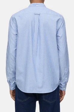 Closed Oxford shirt with stripes Ocean blue Sale