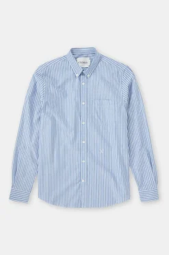 Closed Oxford shirt with stripes Ocean blue Sale