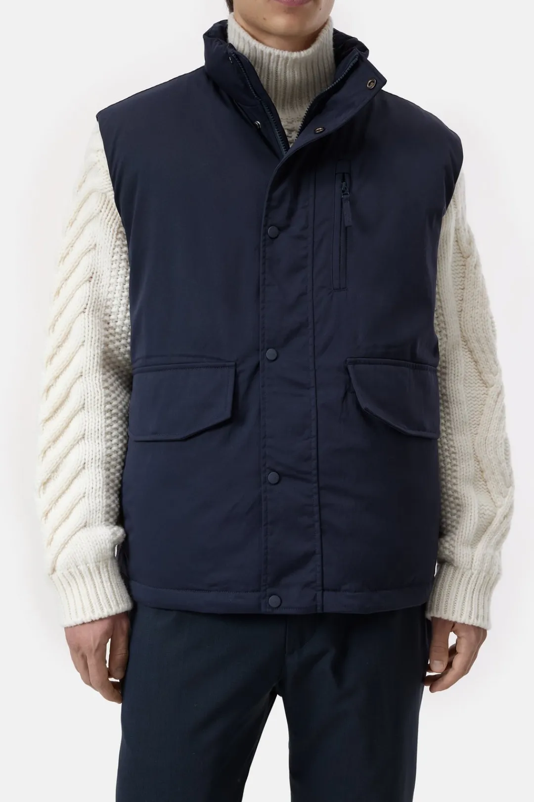 Closed Padded nylon vest Dark night Outlet