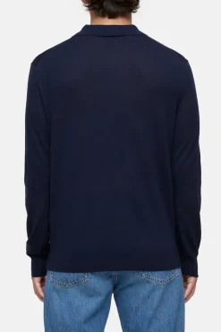 Closed Polo jumper made from organic wool Dark night Hot