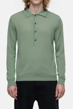 Closed Polo jumper made from organic wool Eucalyptus Online