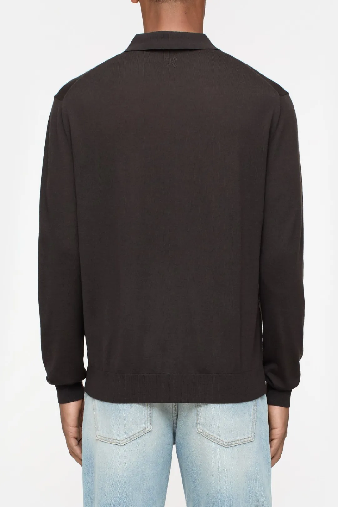 Closed Polo jumper made from organic wool Ebony Clearance