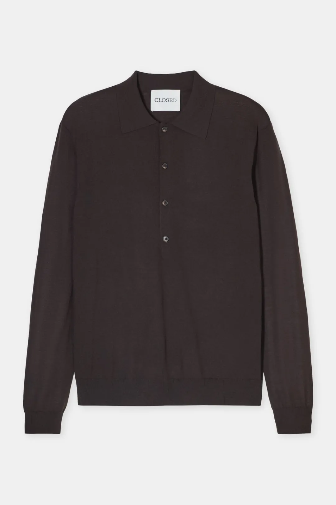 Closed Polo jumper made from organic wool Ebony Clearance