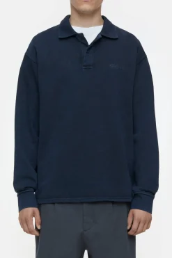 Closed Polo jumper made from pure organic cotton Smokey blue Sale