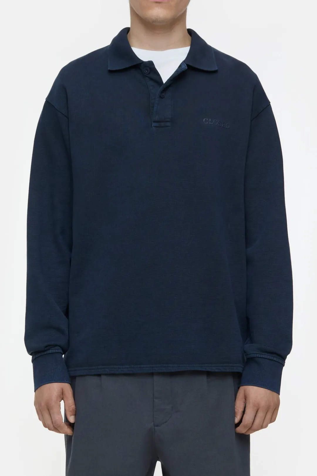 Closed Polo jumper made from pure organic cotton Smokey blue Sale