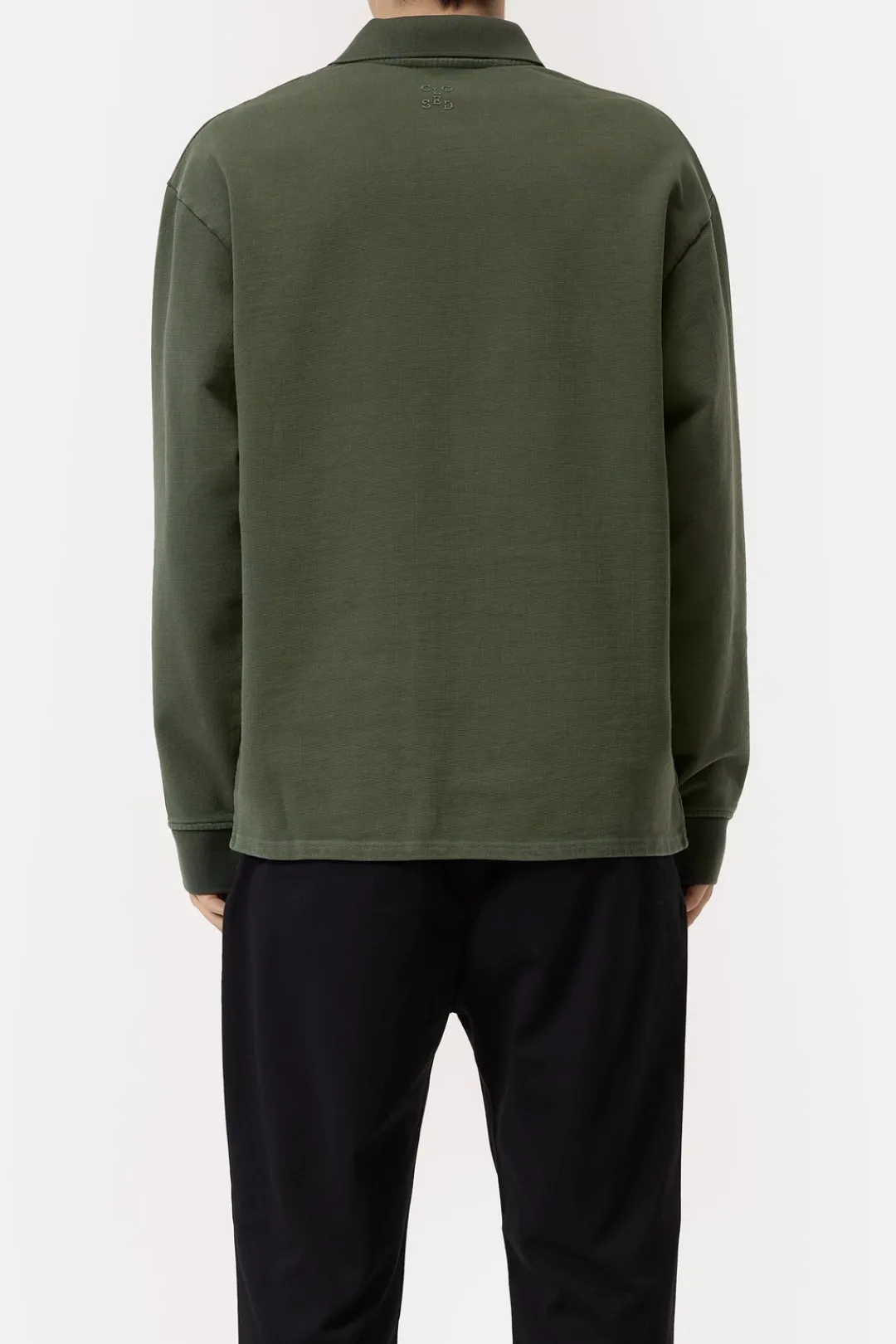 Closed Polo jumper made from pure organic cotton Olive green Outlet