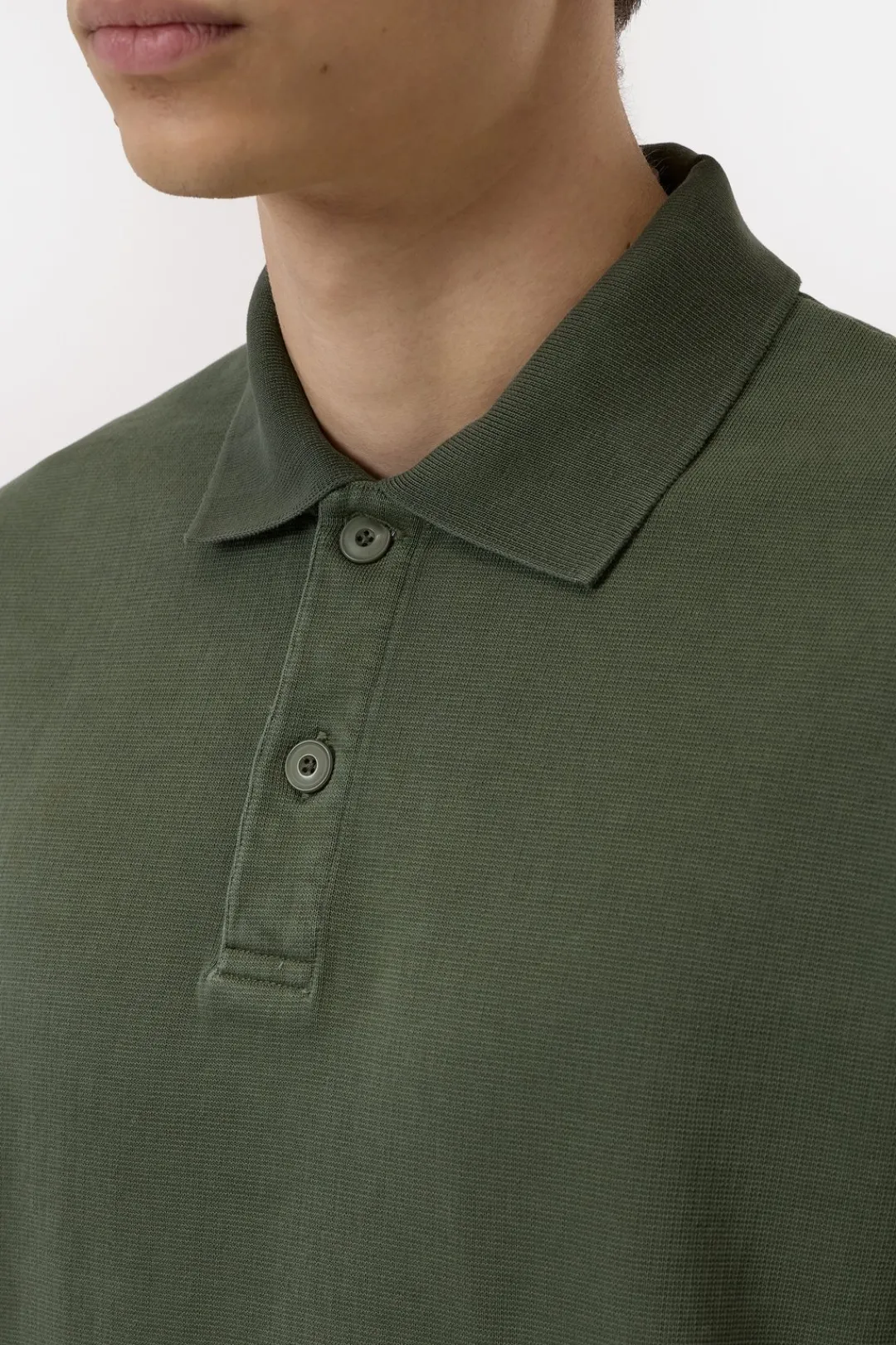 Closed Polo jumper made from pure organic cotton Olive green Outlet