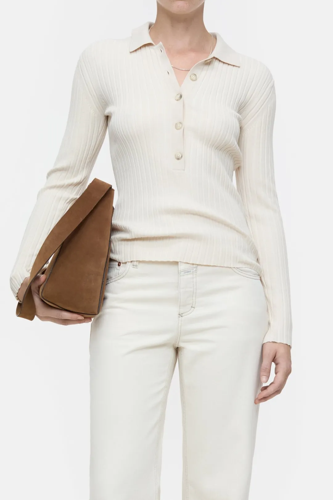 Closed Polo long-sleeved shirt Raw silk Best