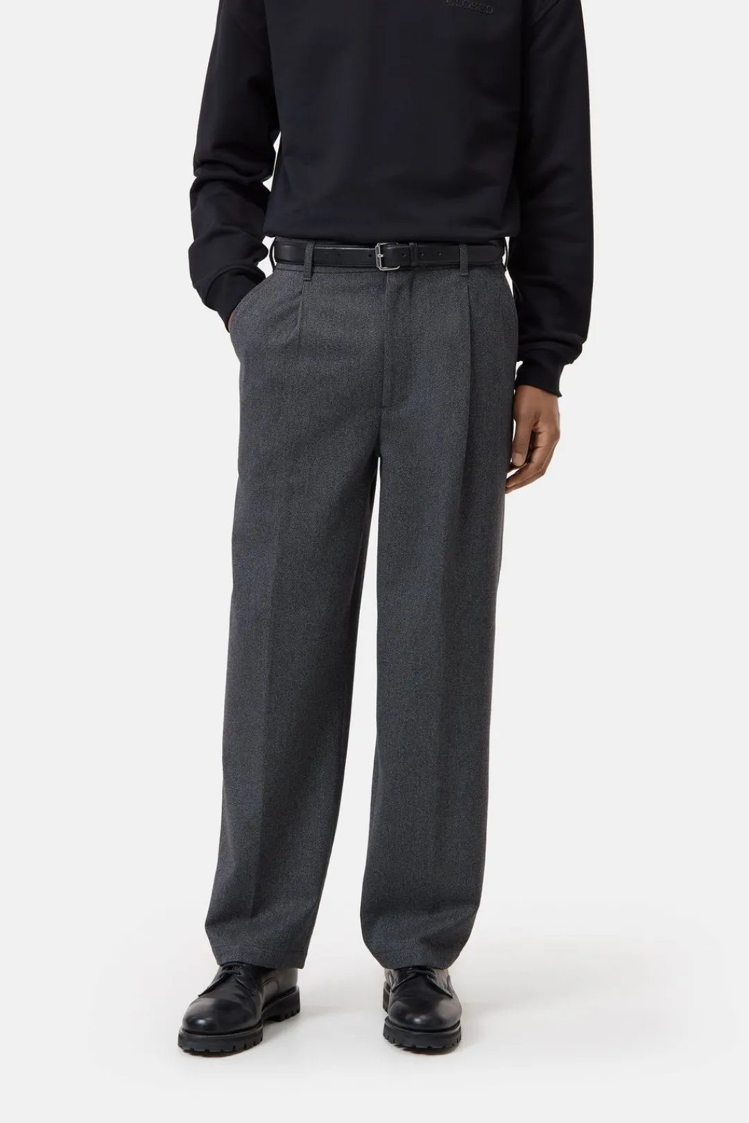 Closed Relaxed Pants - Style Name Blomberg Wide Dark grey melange New