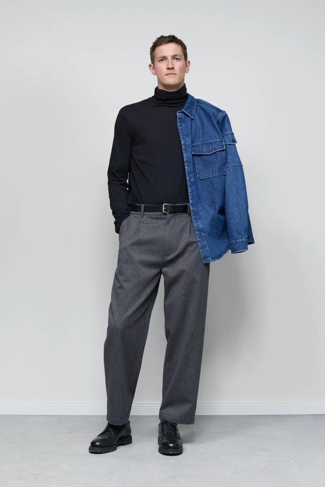 Closed Relaxed Pants - Style Name Blomberg Wide Dark grey melange New