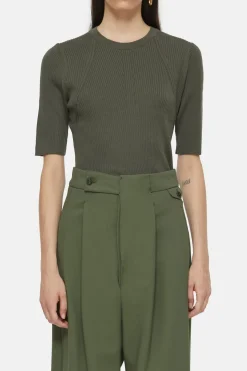 Closed Rib Knit Shirt Army green Best