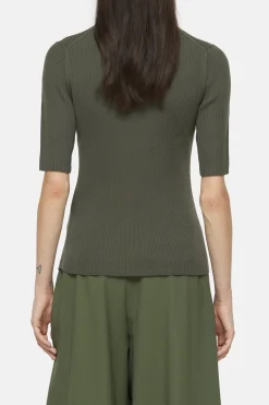 Closed Rib Knit Shirt Army green Best