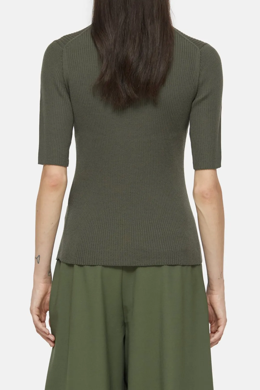 Closed Rib Knit Shirt Army green Best