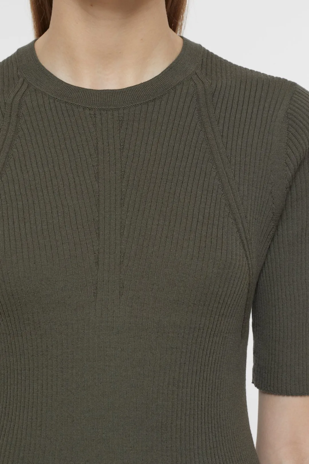 Closed Rib Knit Shirt Army green Best