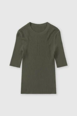 Closed Rib Knit Shirt Army green Best
