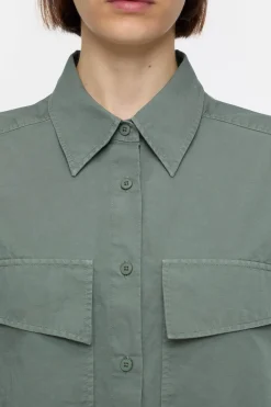 Closed Shirt Blouse in a blend of cotton and linen Faded green Best