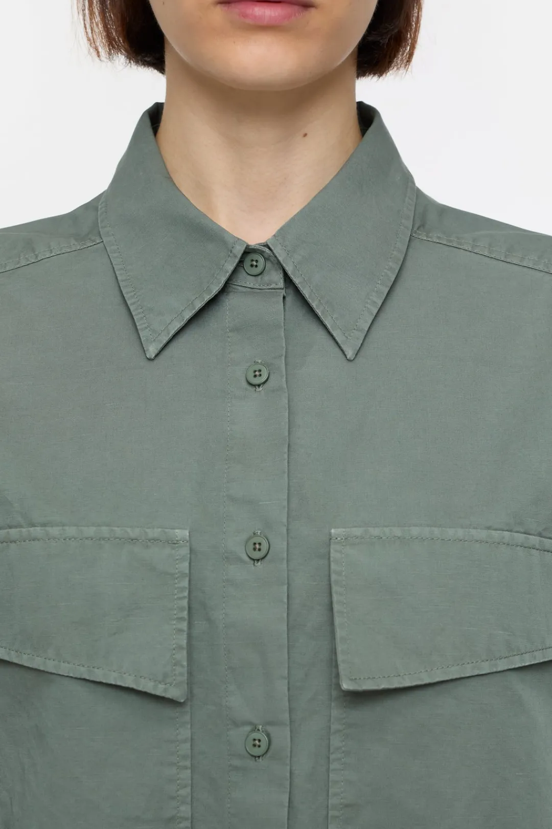 Closed Shirt Blouse in a blend of cotton and linen Faded green Best