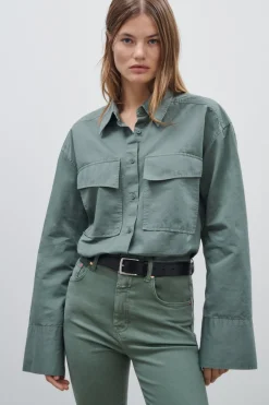 Closed Shirt Blouse in a blend of cotton and linen Faded green Best