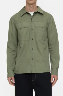 Closed Shirt made from cotton poplin Olive green Clearance