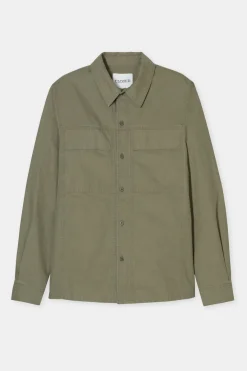 Closed Shirt made from cotton poplin Olive green Clearance