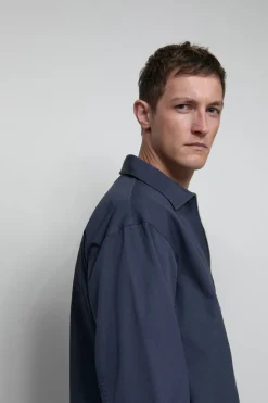 Closed Shirt with zip Smokey blue Hot