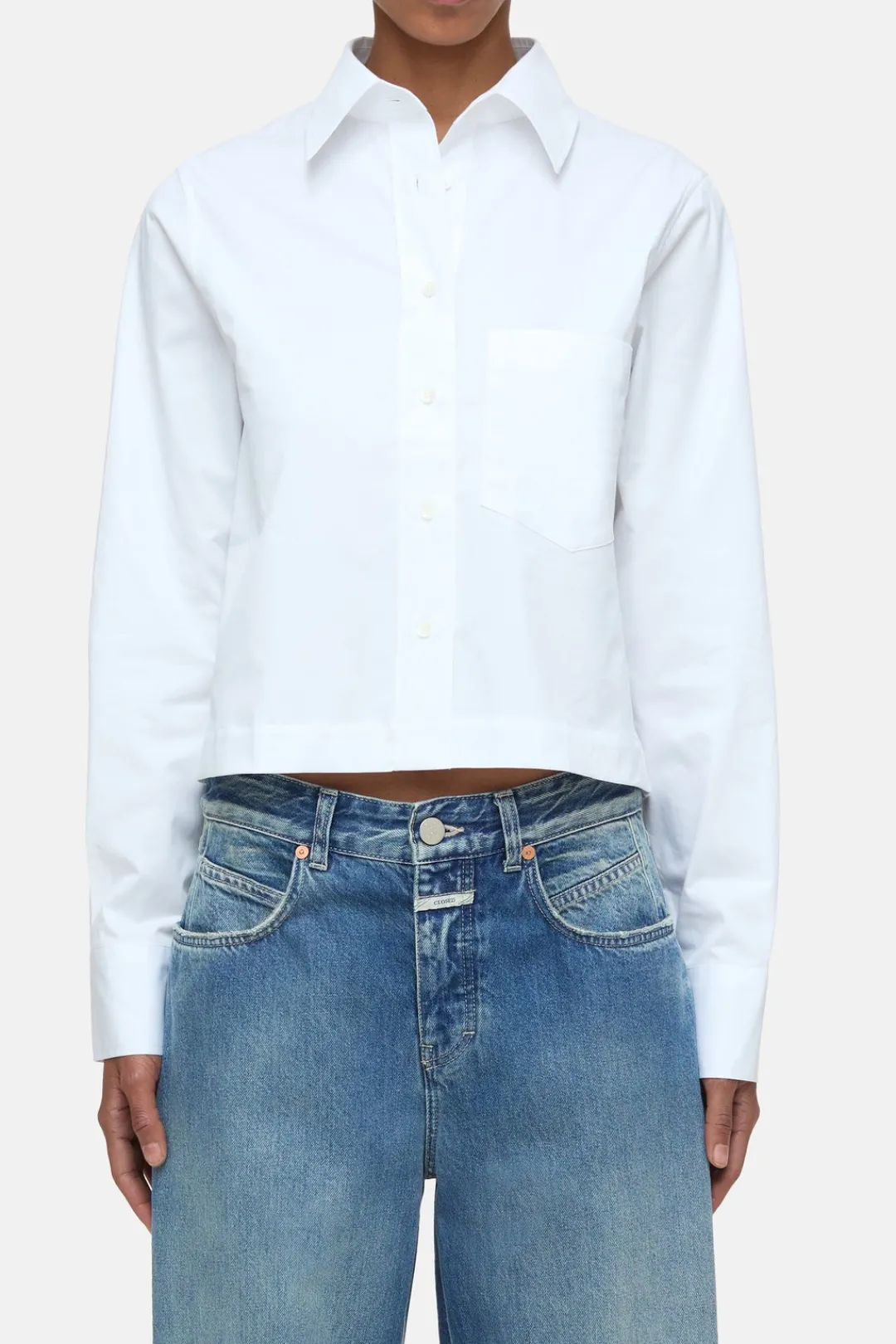 Closed Short Cotton Poplin Blouse White Outlet