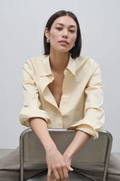 Closed Short Cotton Poplin Blouse Vanilla beige New
