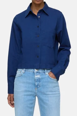 Closed Short denim shirt Dark blue Online