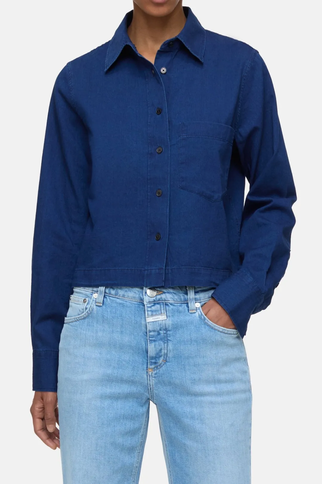 Closed Short denim shirt Dark blue Online
