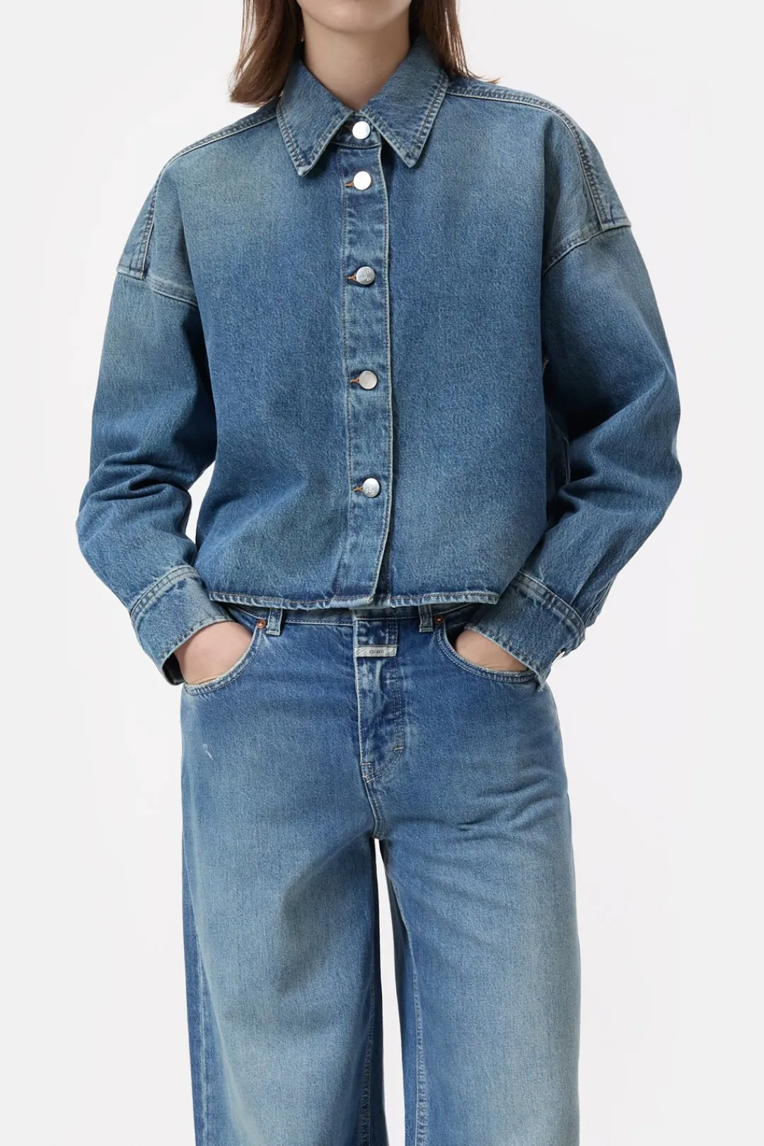 Closed Short denim shirt Mid blue Online